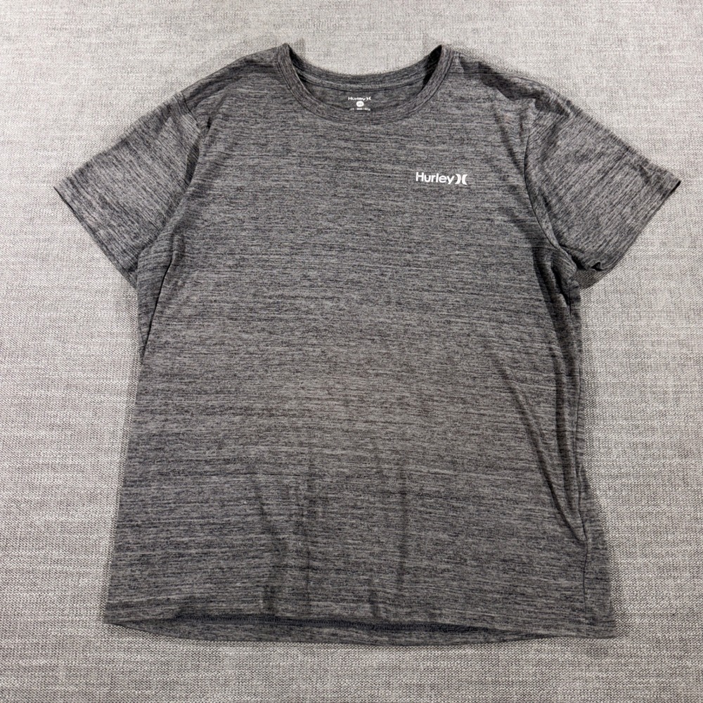 Hurley T-Shirt Mens Large Gray Excellent Space Dye Heather Logo Tee